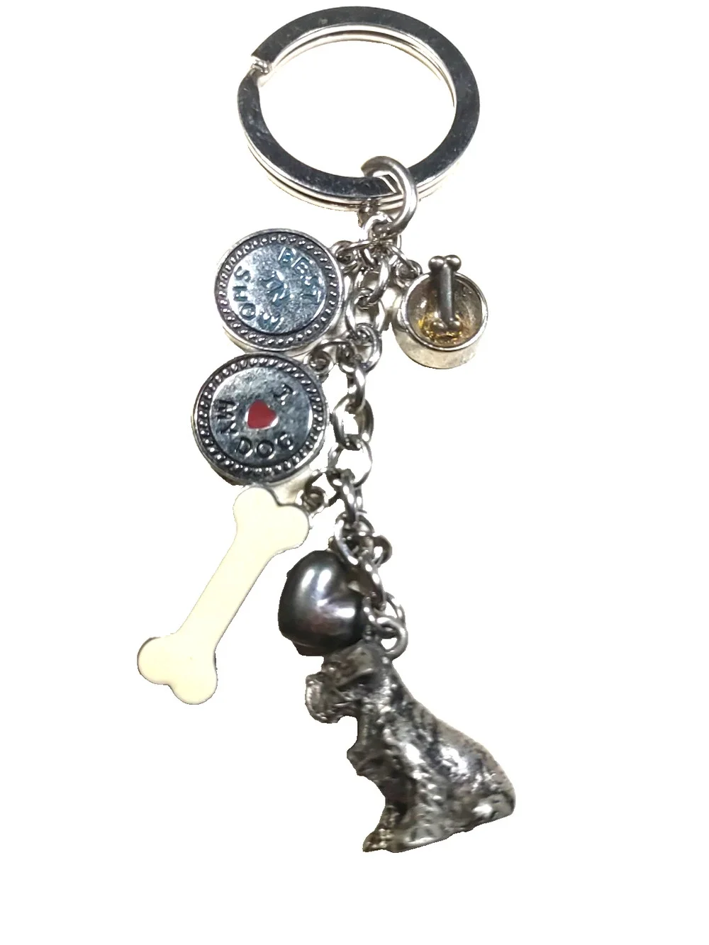 Scotty Dog Keychain Bone Bowl I Love My Dog
